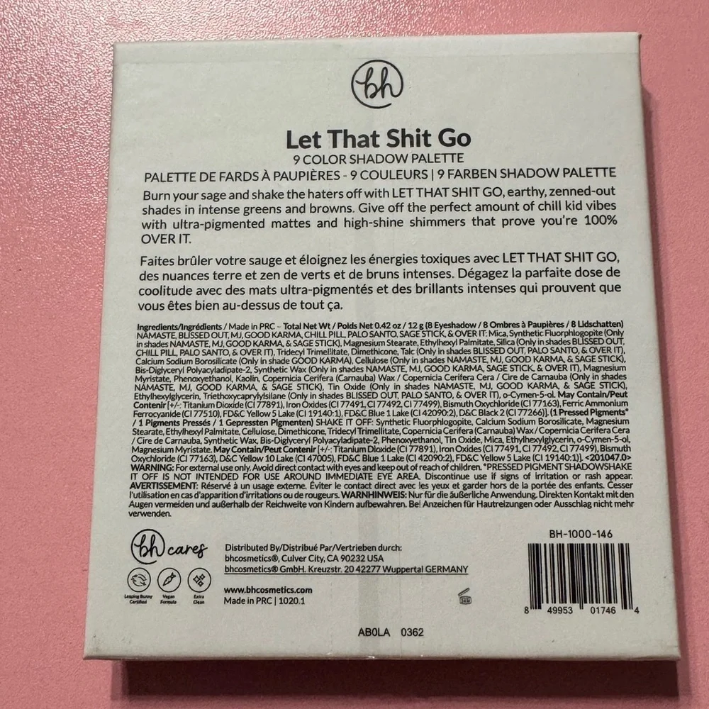 BH Cosmetics Let That Sh*t Go Eyeshadow Palette, New